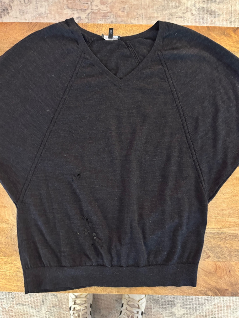 Eileen Fisher Black V-Neck Dolman Sweater Top
